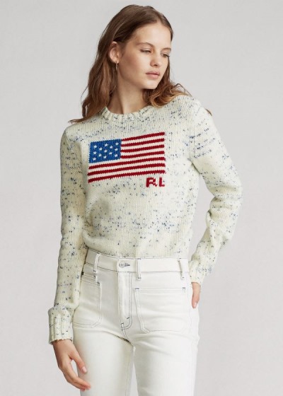 Polo Ralph Lauren Flag Wool Striktrøje Dame Danmark (WDMQA0795)